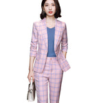 Professional Women's Long-sleeved Plaid Business Suit - Payty