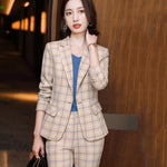 Professional Women's Long-sleeved Plaid Business Suit - Payty