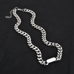 New Thick Chain Stitching Necklace Men's Titanium Steel Clavicle Chain Trendy Hip-hop Ins Net Red Metal Cuban Chain - Payty