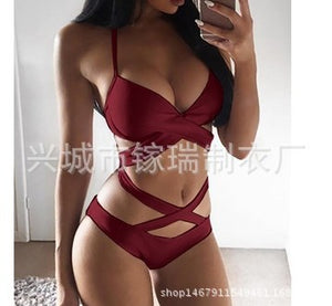 Sexy Black And White Color Matching Bikini Women'S Split Swimsuit - Payty
