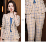 Professional Women's Long-sleeved Plaid Business Suit - Payty