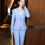 Professional Women's Long-sleeved Plaid Business Suit - Payty