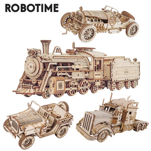 Robotime ROKR Train Model 3D Wooden Puzzle Toy Assembly Locomotive Model Building Kits for Children Kids Birthday Christmas Gift - Payty