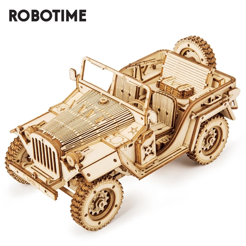Robotime ROKR Army Jeep Car 3D Wooden Puzzle Model Toys Building Kits for Children Kids Birthday Christmas Gifts MC701 Dropship - Payty