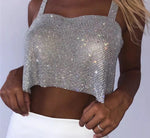 Bling Rhinestones Party Crop Top Full Diamonds Sequins Top - Payty