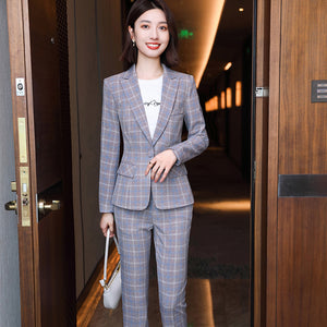 Professional Women's Long-sleeved Plaid Business Suit - Payty