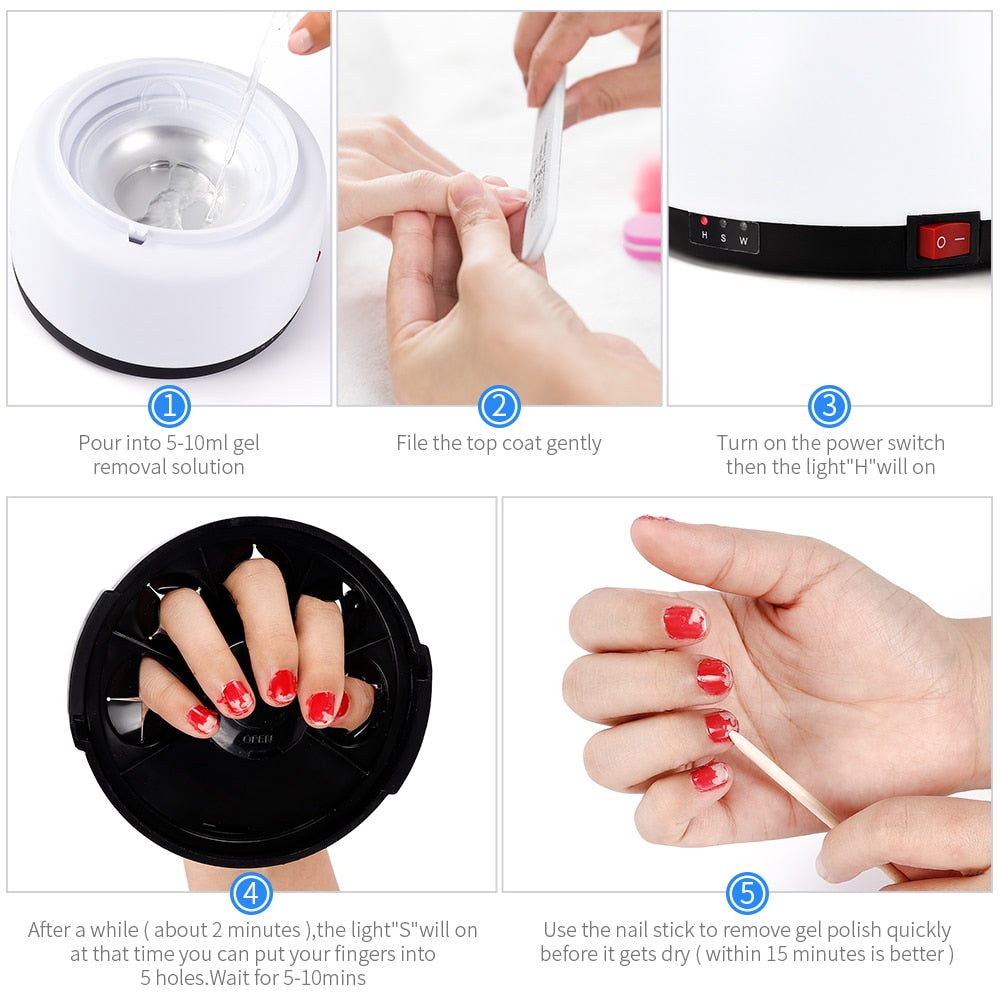 Steam Polish Removal Machine UV Gel Nail Polish Remover Steamer Heating Acetone UV Gel Polish Remover Soak Steam Remove Polish - Payty
