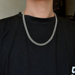 New Thick Chain Stitching Necklace Men's Titanium Steel Clavicle Chain Trendy Hip-hop Ins Net Red Metal Cuban Chain - Payty
