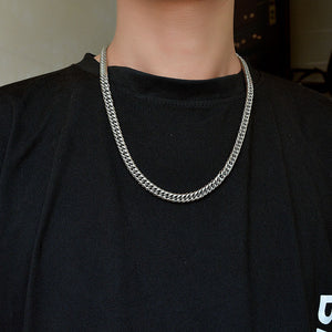 New Thick Chain Stitching Necklace Men's Titanium Steel Clavicle Chain Trendy Hip-hop Ins Net Red Metal Cuban Chain - Payty