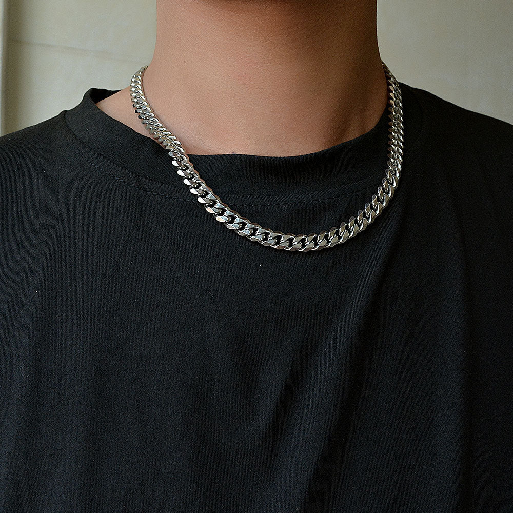 New Thick Chain Stitching Necklace Men's Titanium Steel Clavicle Chain Trendy Hip-hop Ins Net Red Metal Cuban Chain - Payty