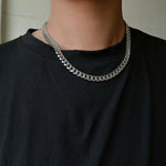 New Thick Chain Stitching Necklace Men's Titanium Steel Clavicle Chain Trendy Hip-hop Ins Net Red Metal Cuban Chain - Payty