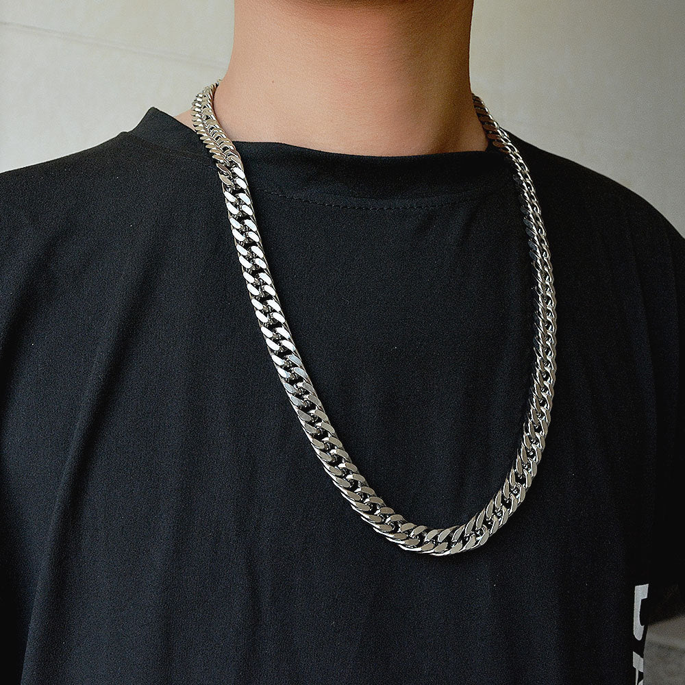 New Thick Chain Stitching Necklace Men's Titanium Steel Clavicle Chain Trendy Hip-hop Ins Net Red Metal Cuban Chain - Payty