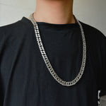 New Thick Chain Stitching Necklace Men's Titanium Steel Clavicle Chain Trendy Hip-hop Ins Net Red Metal Cuban Chain - Payty