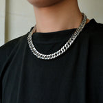 New Thick Chain Stitching Necklace Men's Titanium Steel Clavicle Chain Trendy Hip-hop Ins Net Red Metal Cuban Chain - Payty