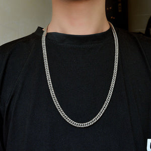 New Thick Chain Stitching Necklace Men's Titanium Steel Clavicle Chain Trendy Hip-hop Ins Net Red Metal Cuban Chain - Payty