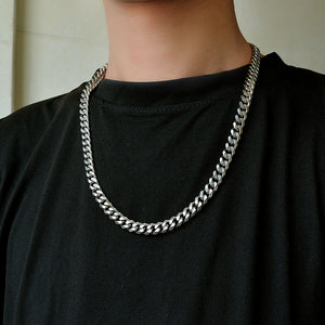 New Thick Chain Stitching Necklace Men's Titanium Steel Clavicle Chain Trendy Hip-hop Ins Net Red Metal Cuban Chain - Payty