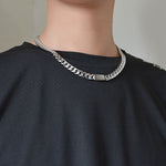 New Thick Chain Stitching Necklace Men's Titanium Steel Clavicle Chain Trendy Hip-hop Ins Net Red Metal Cuban Chain - Payty