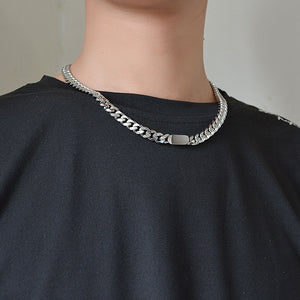 New Thick Chain Stitching Necklace Men's Titanium Steel Clavicle Chain Trendy Hip-hop Ins Net Red Metal Cuban Chain - Payty