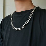 New Thick Chain Stitching Necklace Men's Titanium Steel Clavicle Chain Trendy Hip-hop Ins Net Red Metal Cuban Chain - Payty