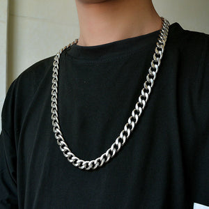 New Thick Chain Stitching Necklace Men's Titanium Steel Clavicle Chain Trendy Hip-hop Ins Net Red Metal Cuban Chain - Payty