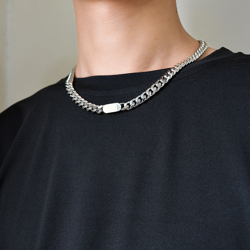 New Thick Chain Stitching Necklace Men's Titanium Steel Clavicle Chain Trendy Hip-hop Ins Net Red Metal Cuban Chain - Payty