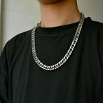 New Thick Chain Stitching Necklace Men's Titanium Steel Clavicle Chain Trendy Hip-hop Ins Net Red Metal Cuban Chain - Payty