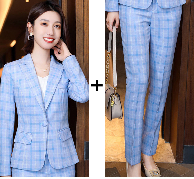 Professional Women's Long-sleeved Plaid Business Suit - Payty