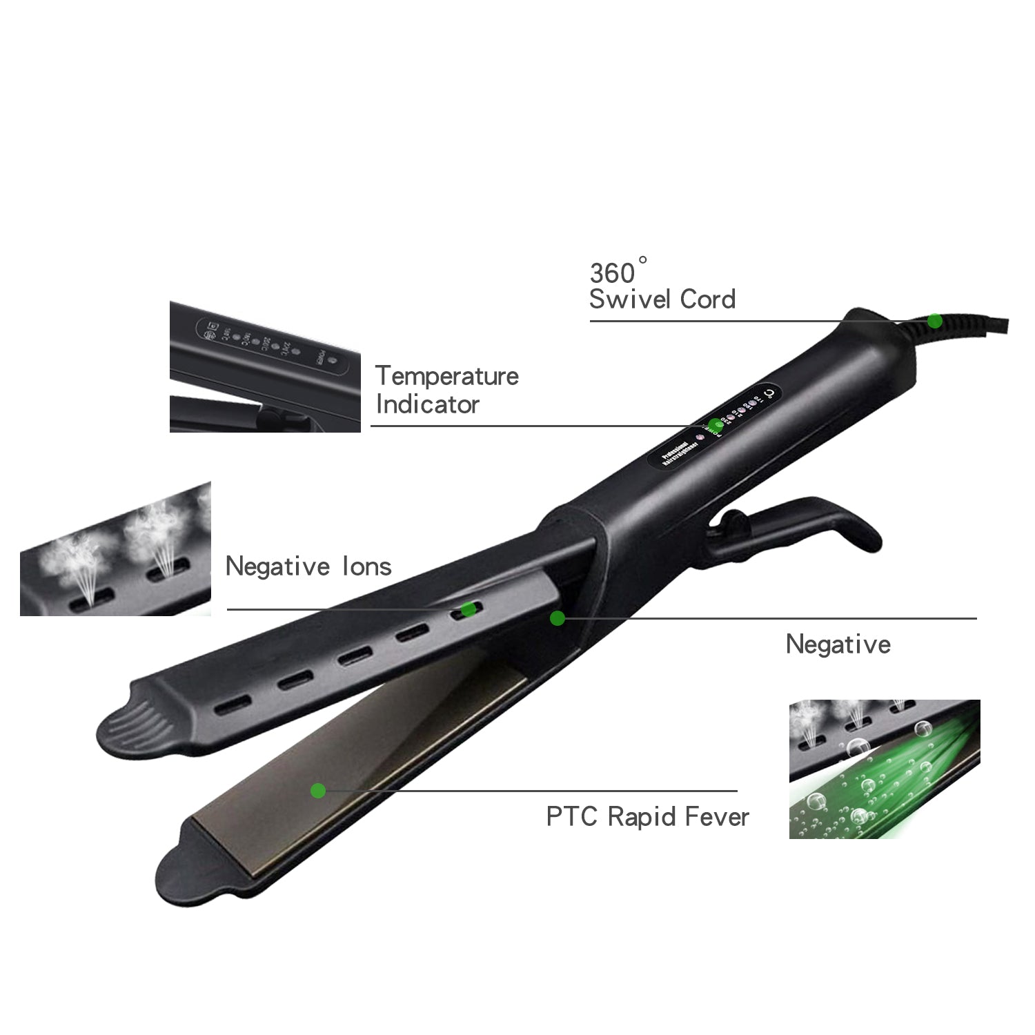 Four-gear Ceramic Tourmaline Ionic Flat Iron Hair Straightener For Women Professional Hair Straightener - Payty
